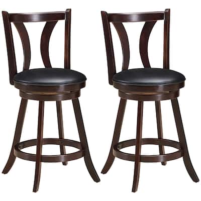 Gymax Set of 2 Swivel Bar stool 24'' Counter Height Leather Padded - See Details