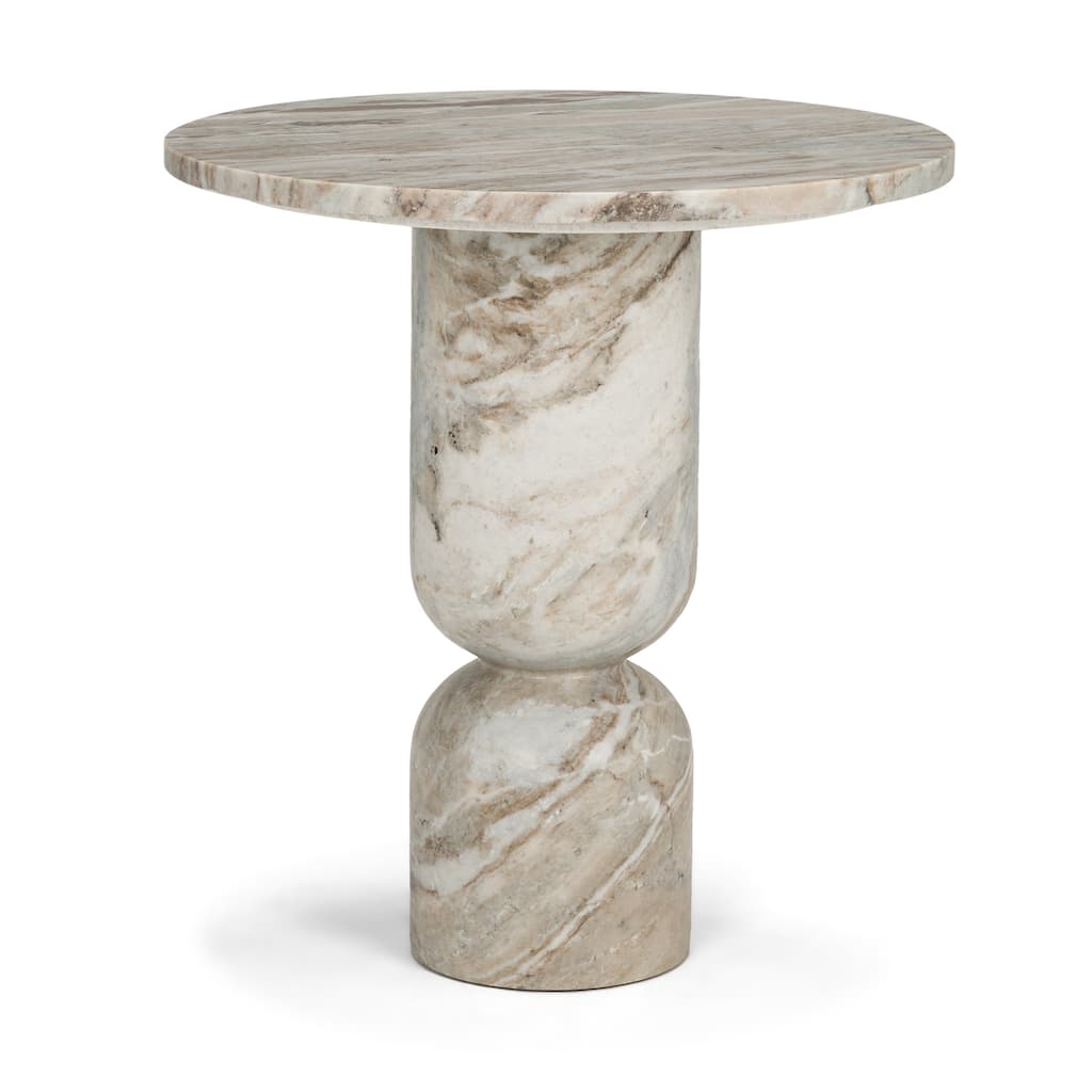 Nylah Solid Pink Marble Round Accent Table