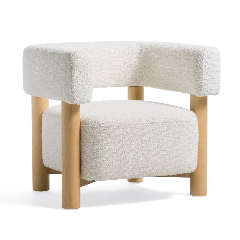Modrest Fang Modern White Fabric & Wood Accent Chair