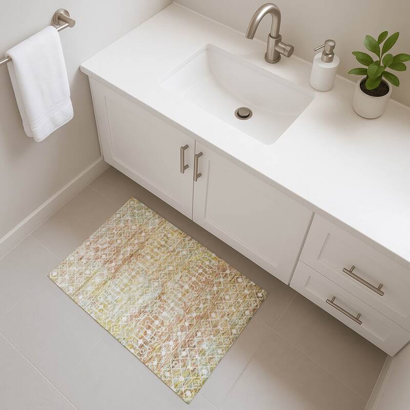 Premium Washable Super Soft Boho Trellis Mayfield Rug - Peach - 1'8" x 2'6"