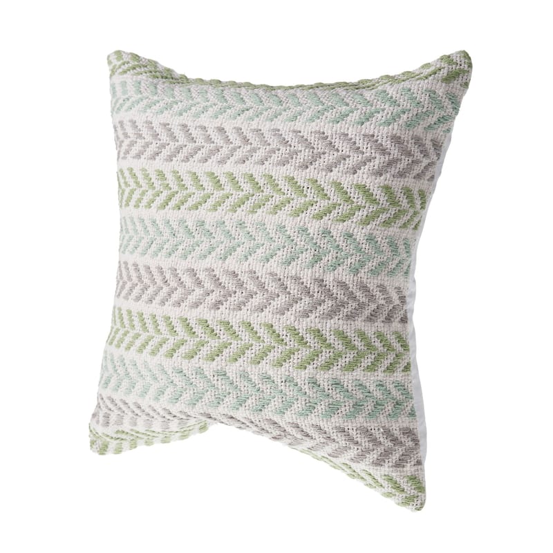 18" Green and Purple Hand Woven Chevron Square Throw Pillow