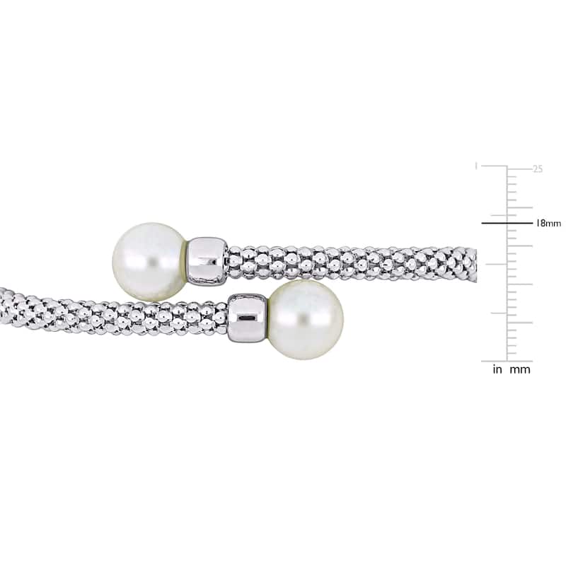 Miadora 11-12mm Freshwater Cultured Edison Pearl Popcorn Design Bangle in Sterling Silver