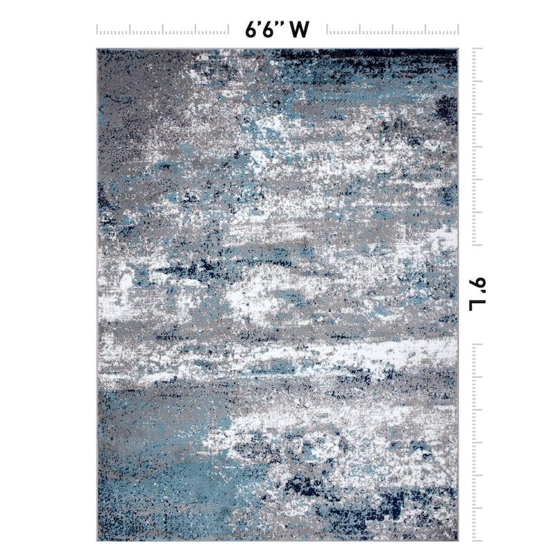 World Rug Gallery Distressed Abstract Watercolor Area Rug