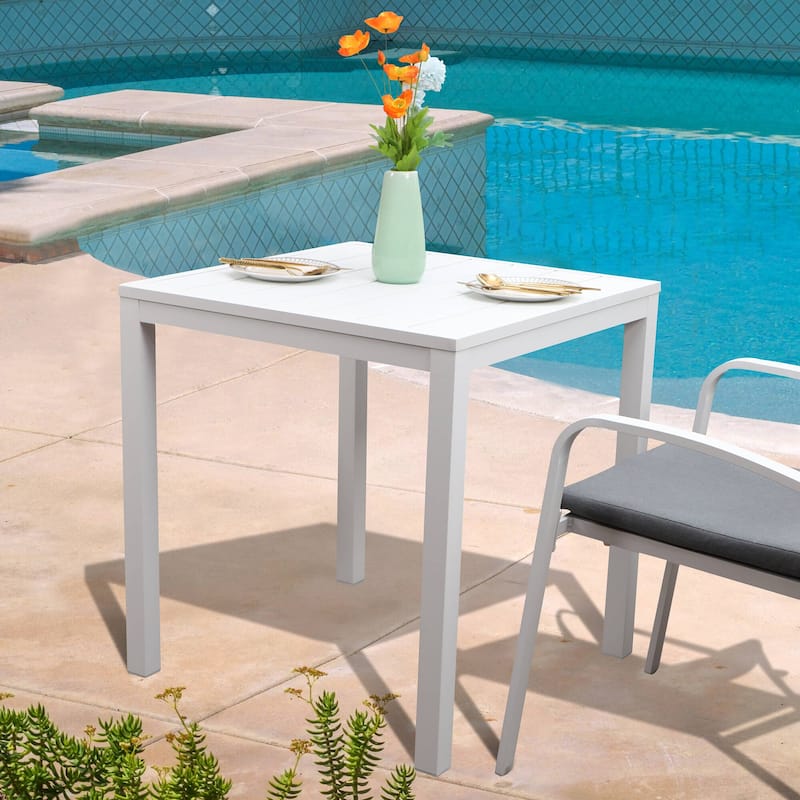 35" x 35" Aluminum Outdoor Square Dining Table - White