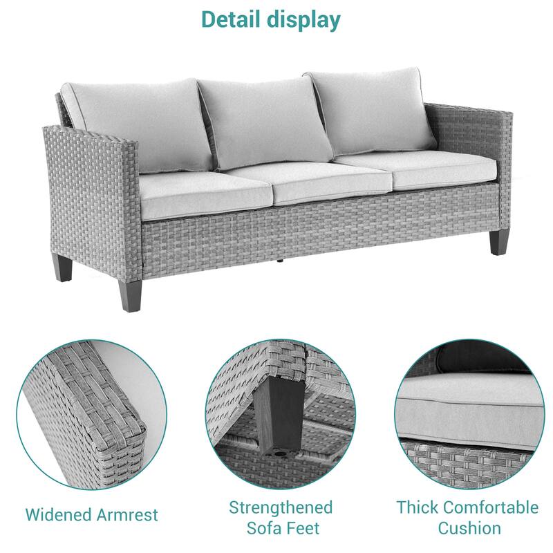 BONOSUKI 5-Piece Outdoor Brown/Gray PE Wicker Patio Conversation Sets, Swivel Rocking Sofa Set with Cushions and Ottomans