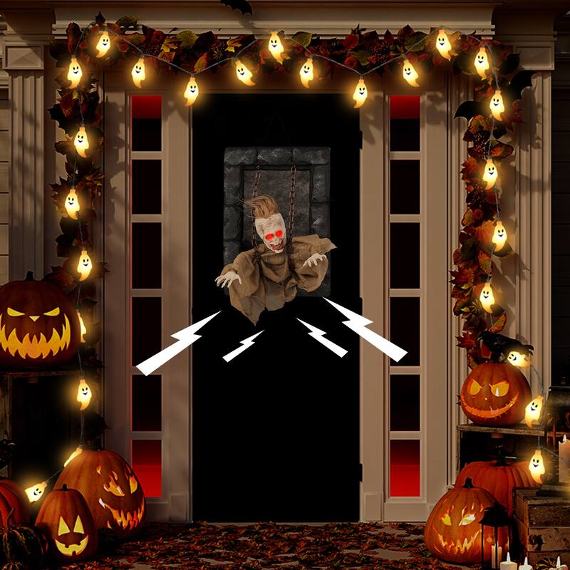 Brown-Black Foam Zombie Prisoner Halloween Decoration with Sound