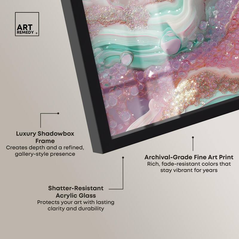 Pink and Mint Crystal III Shadowbox by Art Remedy