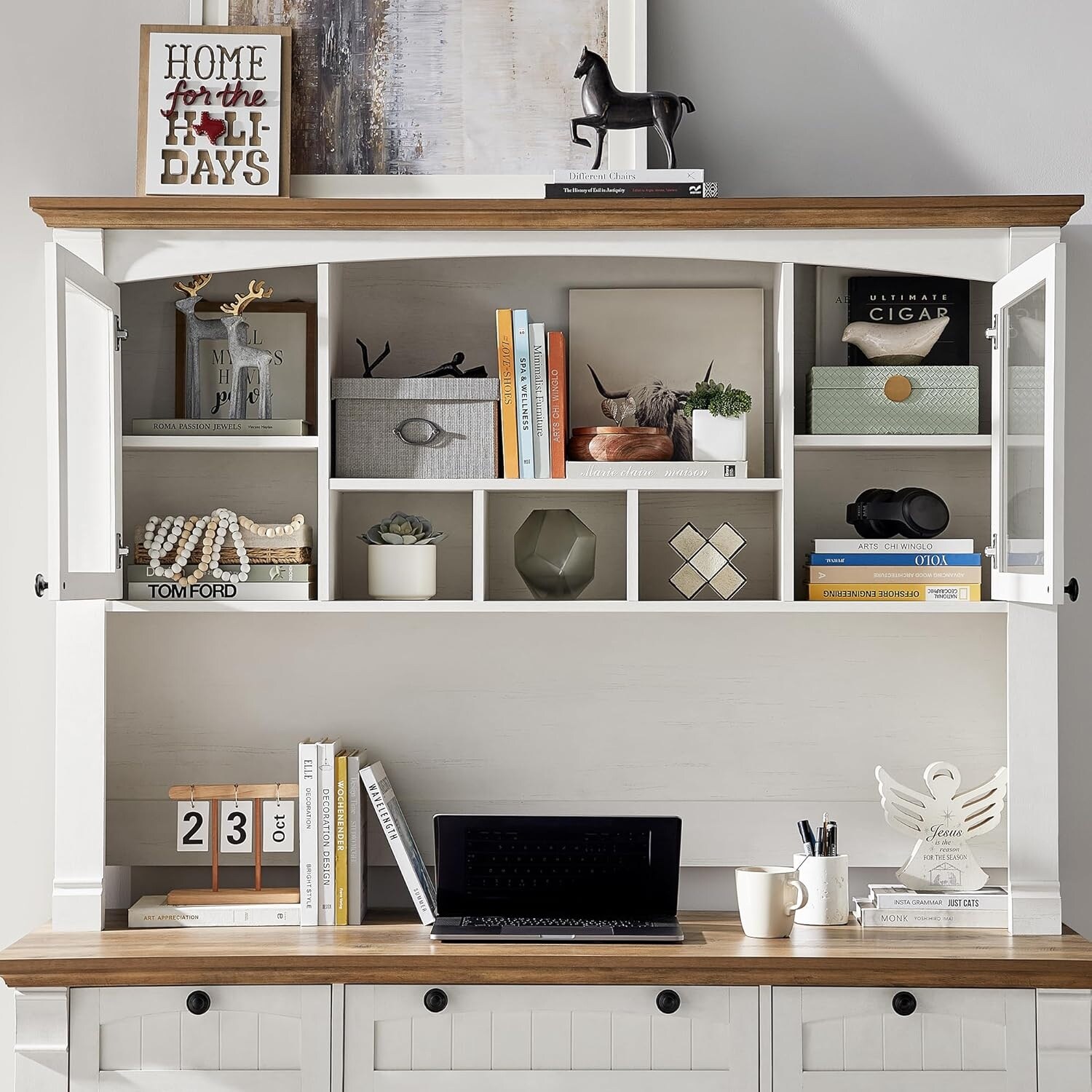 Farmhouse Computer Desk with Hutch Wood Home Office Desk On Sale Bed Bath Beyond 42374071
