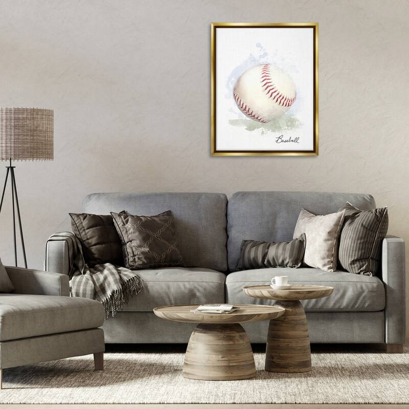 Stupell Soft Pastel Baseball Framed Floater Canvas Wall Art Design By Matthew Piotrowicz