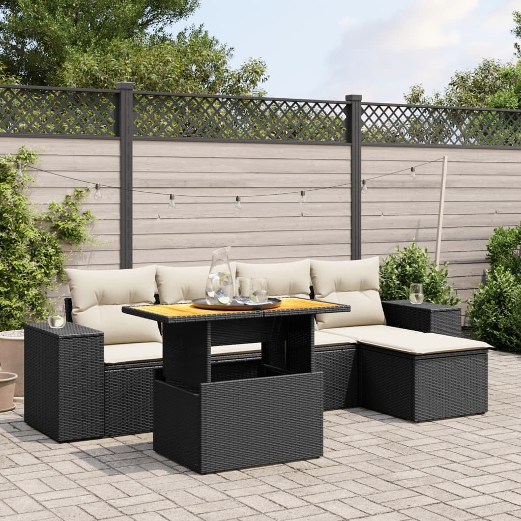 vidaXL Garden Sofa Set Black, Cream white - 21.7 x 39.4 x 28.7