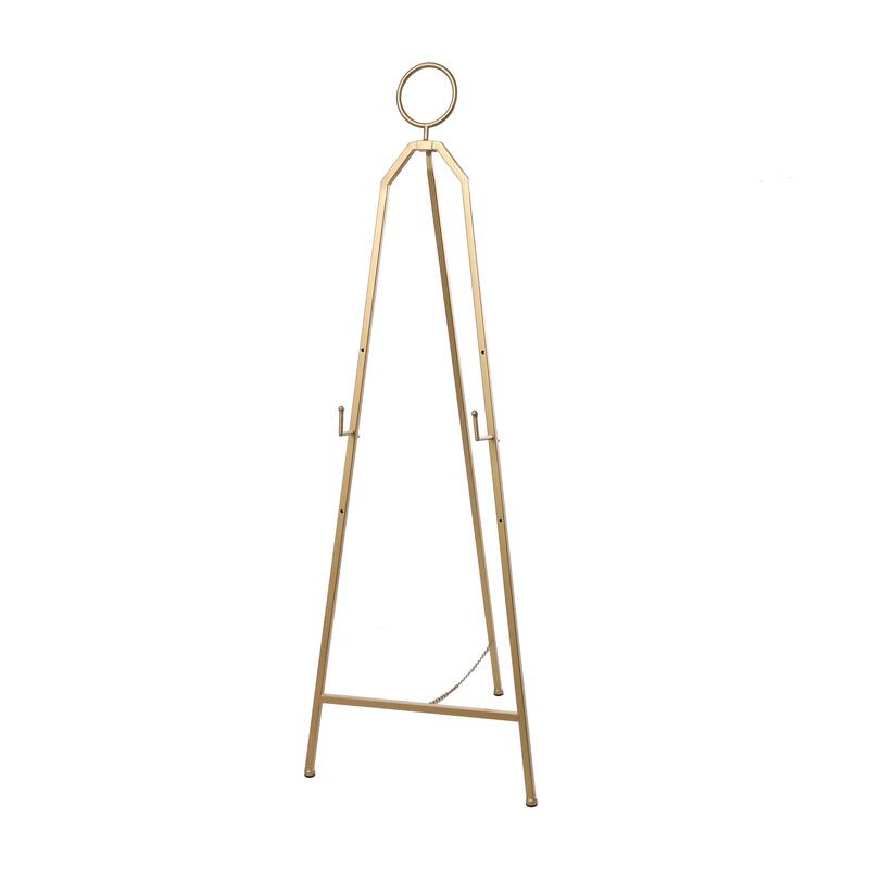 Gold Metal Tall Adjustable 3 Tier Display Easel with Circular Ring Top