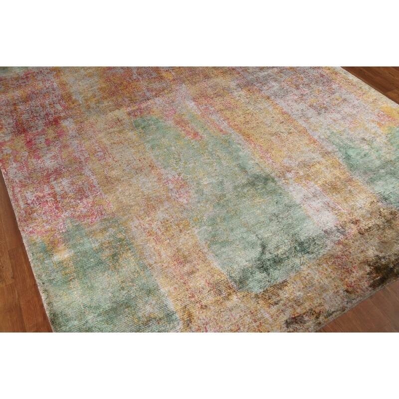 Colorful Abstract Modern Area Rug Hand-Knotted Wool Carpet - 6'7" x 9'5"