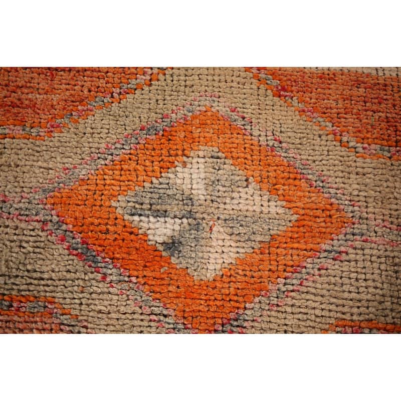 Transitional Oushak Oriental Vintage Runner Rug Handmade Wool Carpet - 3'2"x 11'9"