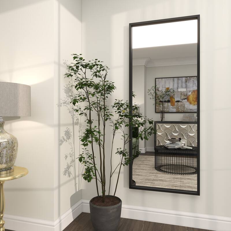 Metal Tall Floor Mirror - Black - Roche River Decor
