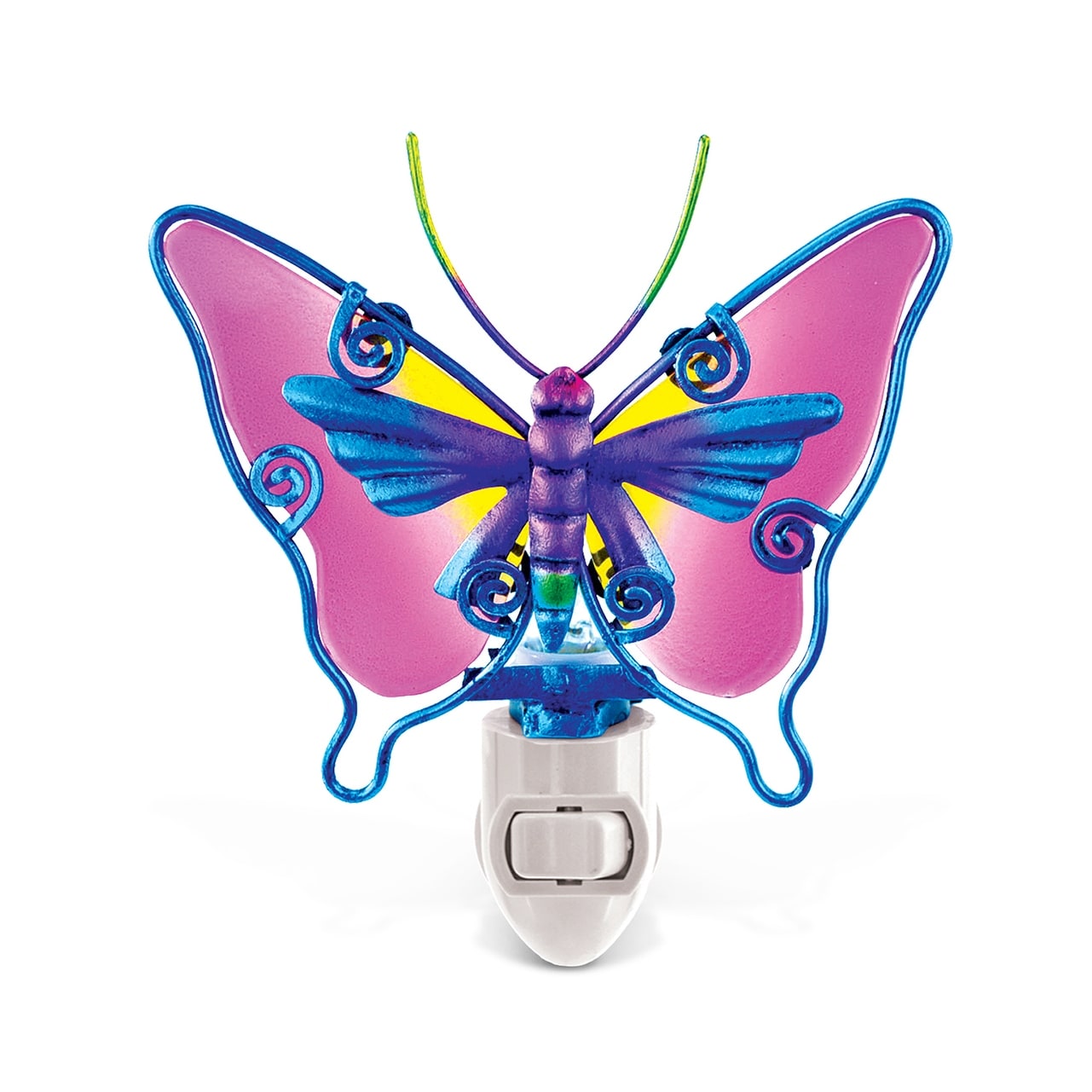 CoTa Global Butterfly Art Glass Night Light, Manual On And Off