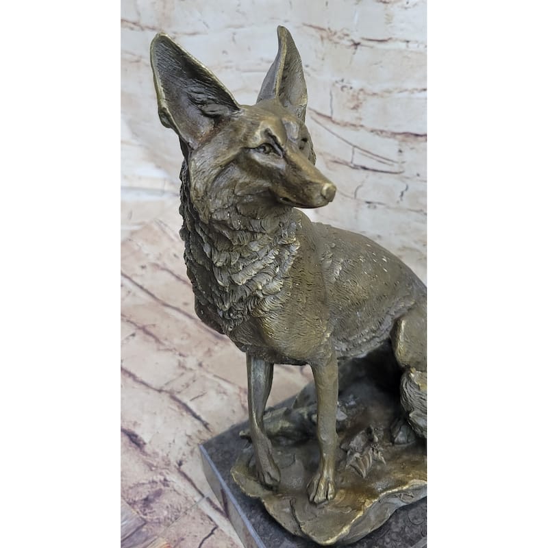 Signed Original Hot Cast Imitative Fox Shy Animal Bronze Sculpture By Williams Figurine