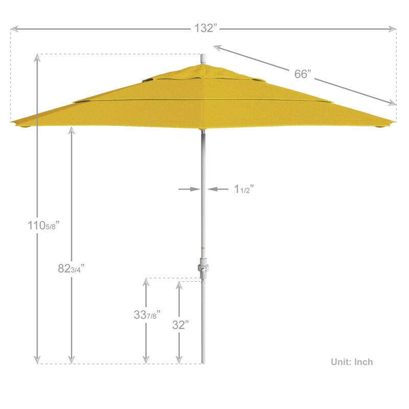 California Umbrella 11' Sun Master Patio Umbrella White Aluminum Pole Fiberglass Ribs Crank Lift Tilt, Olefin
