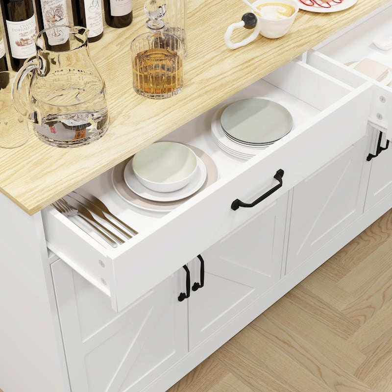 55.91" Large Farmhouse Buffet Cabinet Storage Sideboard