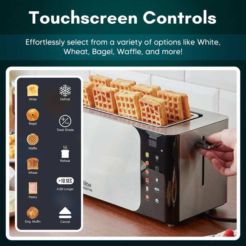 Elite Cuisine ECT5529 Smarttoast 4-Slice Long Slot Toaster