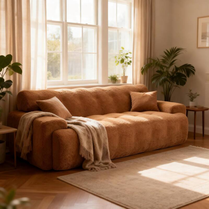 Button Tufted Upholstered 3 Seater Sofa, Comfy Chenille Deep Seat Cloud Couch, Compression Sofa for Apartment, Living Room