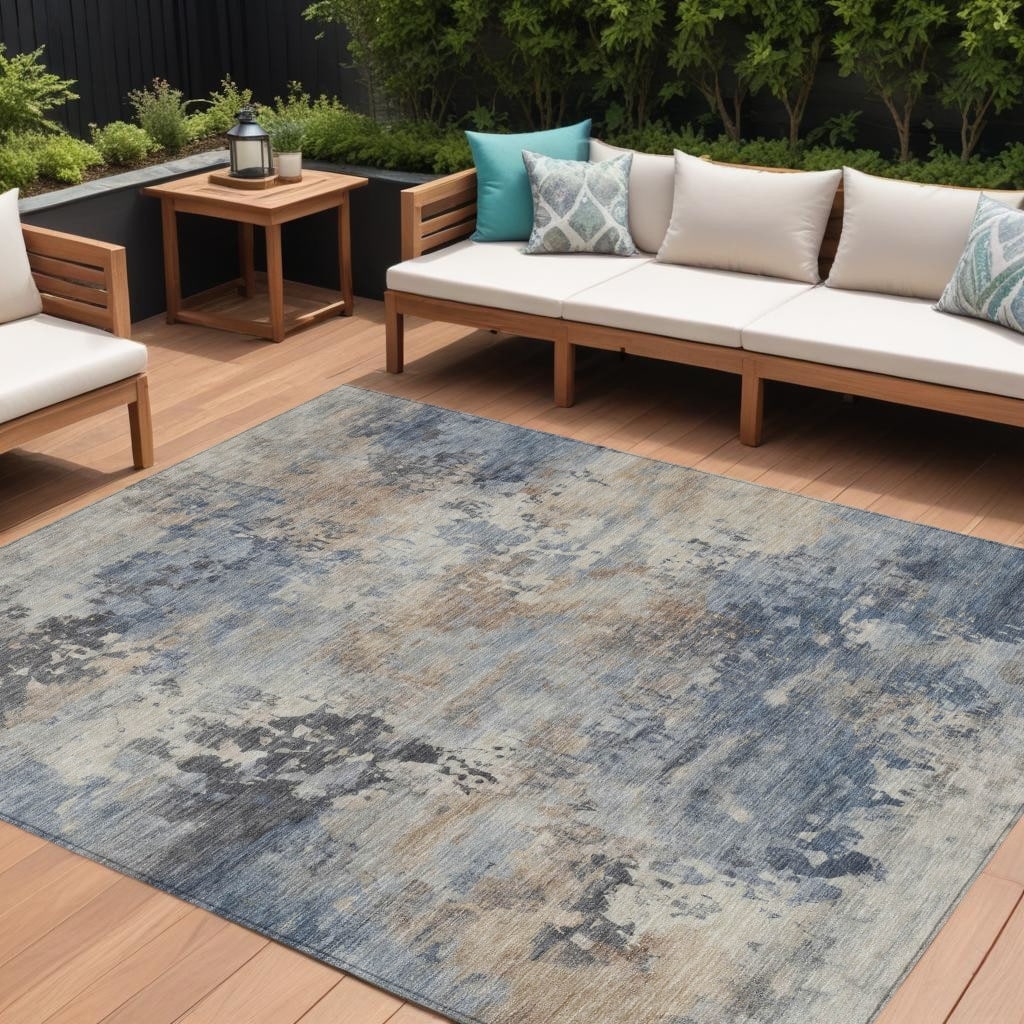 HomeRoots Abstract Transitional Rectangle Outdoor Rug