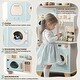 preview thumbnail 5 of 5, Wooden Play Kitchen with Coffee Maker, Toy Washing Machine, Oven, Microwave & Cooking Set Accessories