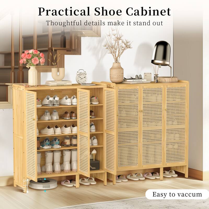 Contemporary 5-shelf Shoe Cabinet Rattan Pattern Door - 36" L x 14" W x 42" H