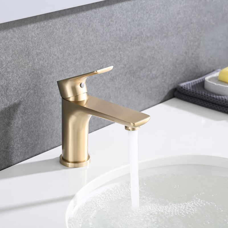 Single Handle Bathroom Sink Faucet with Ceramic Valve Core and Aerator, Rust Proof, Anti Fingerprint, Splash Proof, Silent - Yellow