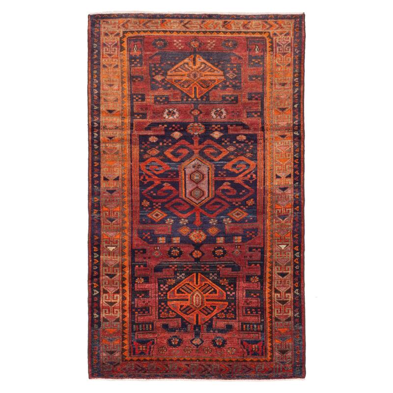 ECARPETGALLERY Hand-knotted Melis Vintage Dark Navy, Red Wool Rug - 4'9 x 8'1