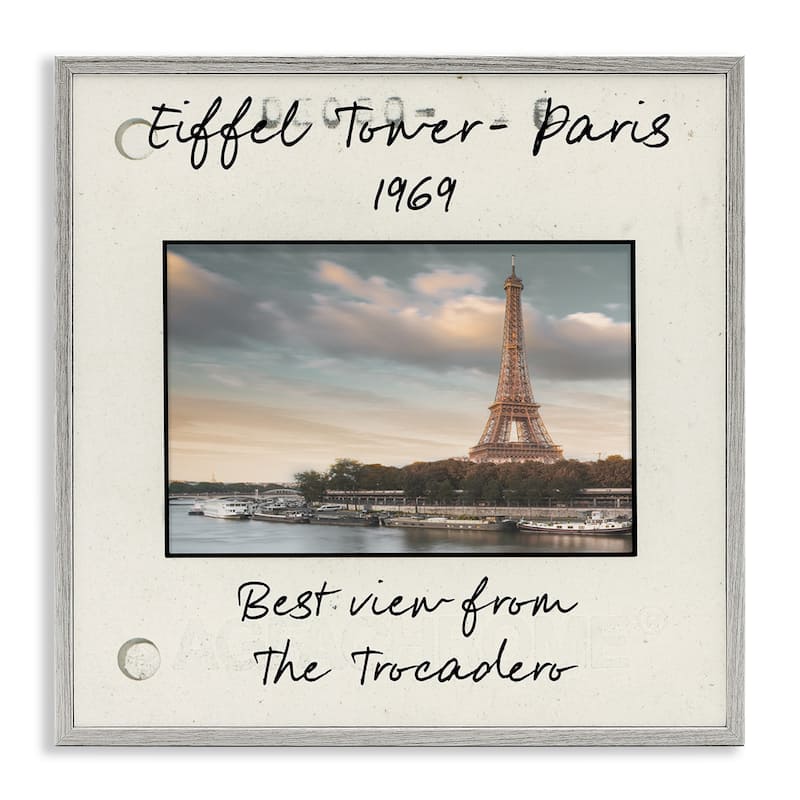 Stupell Vintage Travel Eiffel Tower Framed Giclee Art Design By Danita Delimont - 12 x 12 - Grey