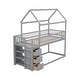 preview thumbnail 19 of 21, Charming Twin over Twin House Bunk Bed with Roof, Shelves, and Drawers, Sturdy Pine Wood Construction, Space-Saving for Kids