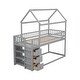 preview thumbnail 5 of 8, Twin Over Twin House Bunk Bed with Storage Shelves and Drawers for Kids Room