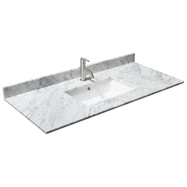 Wyndham Collection 48" Single Vanity Top with Undermount Rectangular - White Carrara Marble - Painted