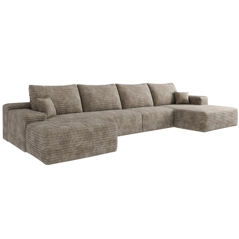 135-in Casual Camel 4 -seater Right Reclining Sectional - 8' x 10'
