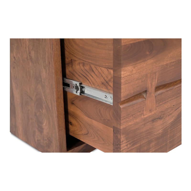 NADAAL STUDIOS Sterling Nightstand, Solid Acacia Wood with Live Edge Detail, Dark Brown