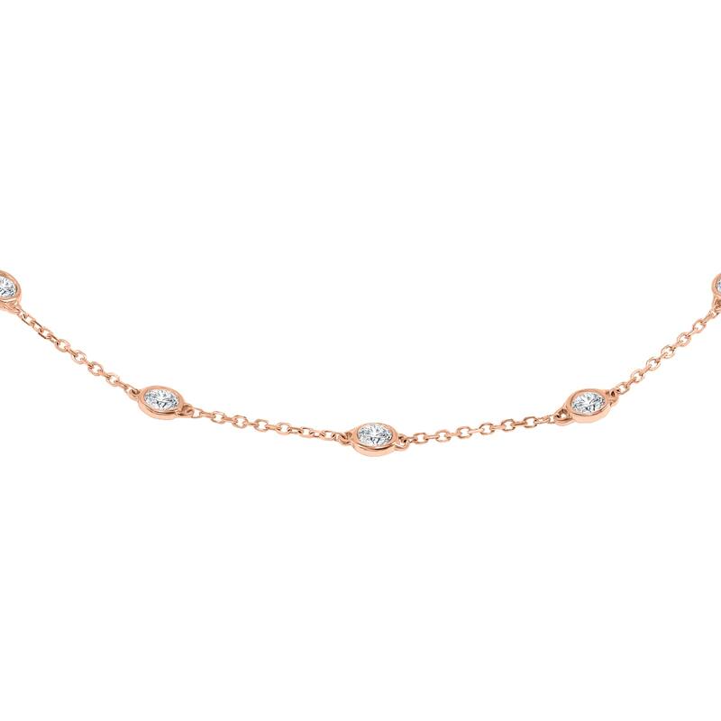 Marquee 1/2 Carat TW Bezel Set Genuine Diamond Station Bracelet in 14K Rose Gold