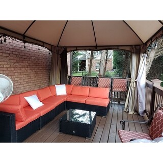 Kinbor Patio Sectional Sofa Outdoor Furniture Wicker Sofa Set Conversation Set with Cushions