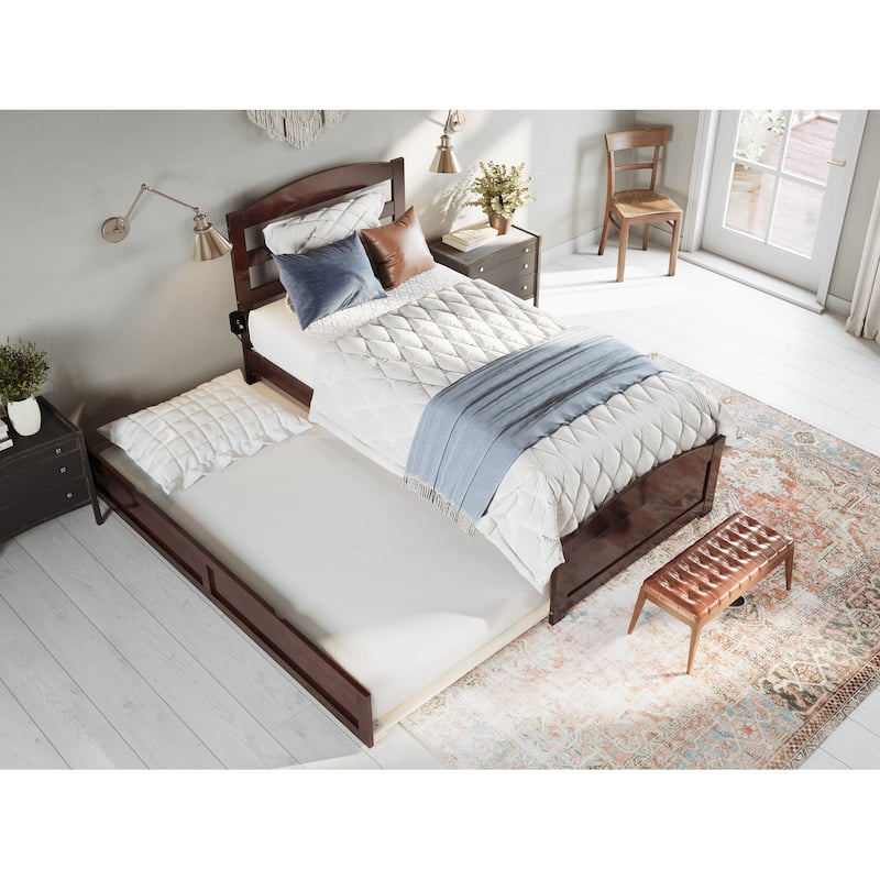 Warren Platform Bed with Footboard and Twin Trundle
