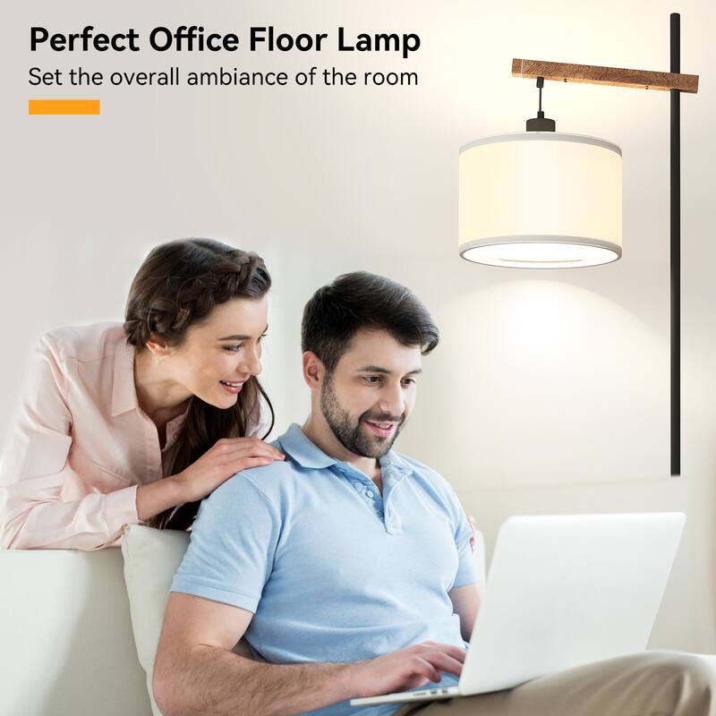 61" Wood Arched Floor Lamp With Pedal Switch, Soft Eye-Protection Light