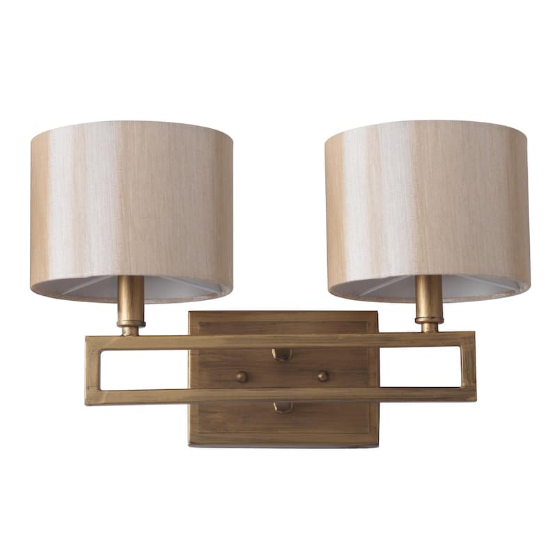 SAFAVIEH Lighting Chantal 2-Light Catena Gold Sconce - 16.25"x7.875 x9.25 - Antique Gold - 16Wx8Dx9H