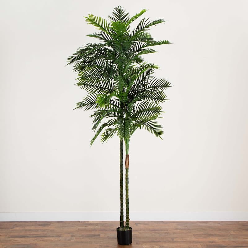 Potted Double Stem Artificial Robellini Palm Tree - 10'