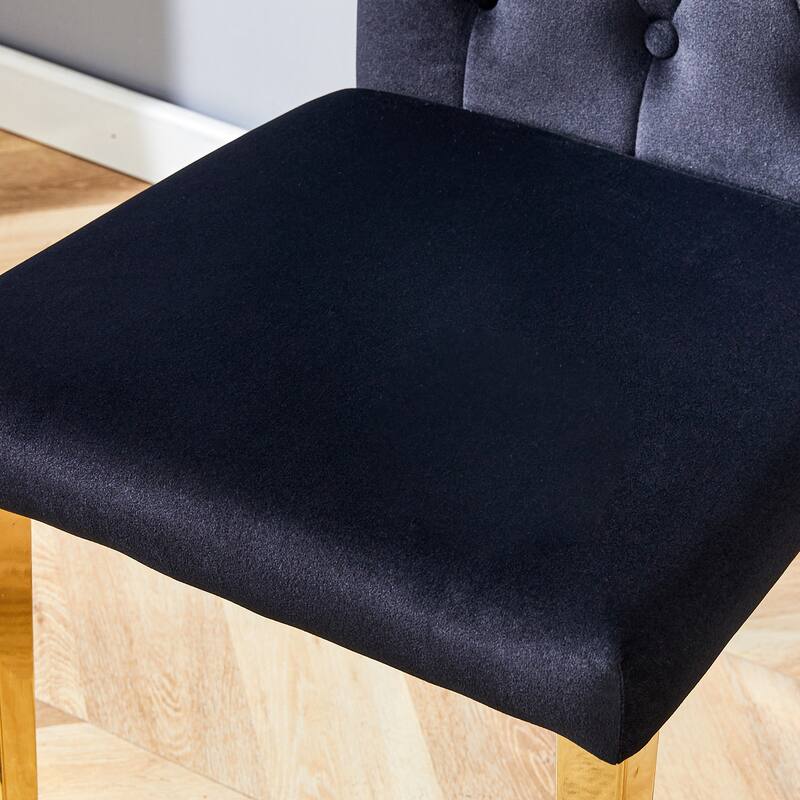 8 Piece Velvet Armless Dining Chair Set with Mesh Backrest, Seat Cushion, Metal Legs for Dining Room Kitchen Living Room Bedroom