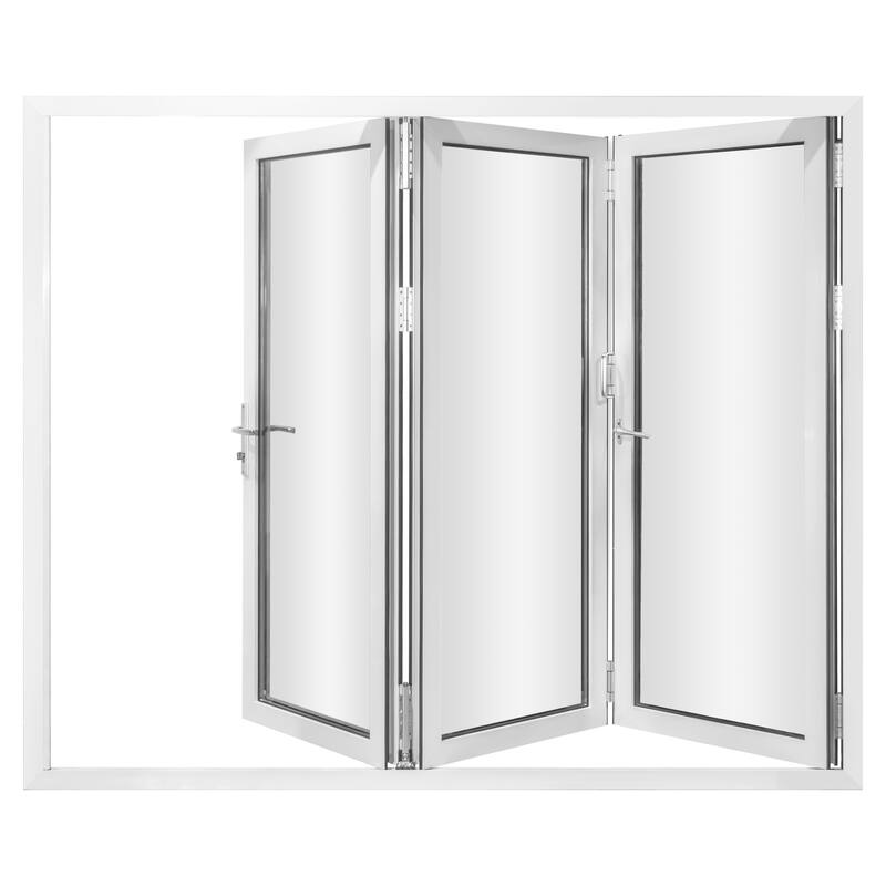 KaMic 96" x 96" 3-Panel Aluminum Patio Folding Door Right to Left-Outswing