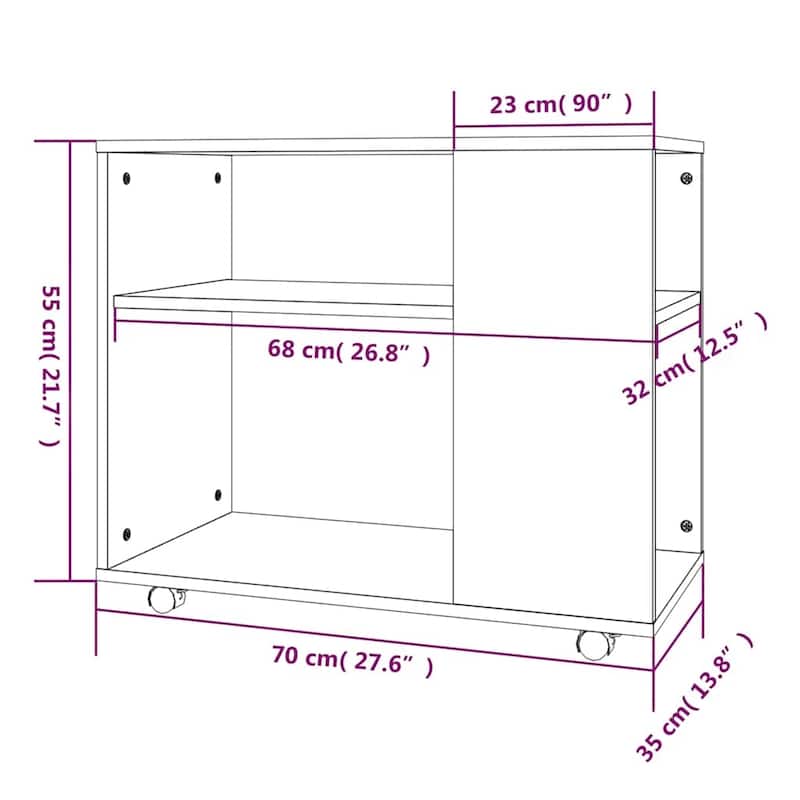 vidaXL Side Table Accent Sofa End Coffee Table with Wheels Engineered Wood