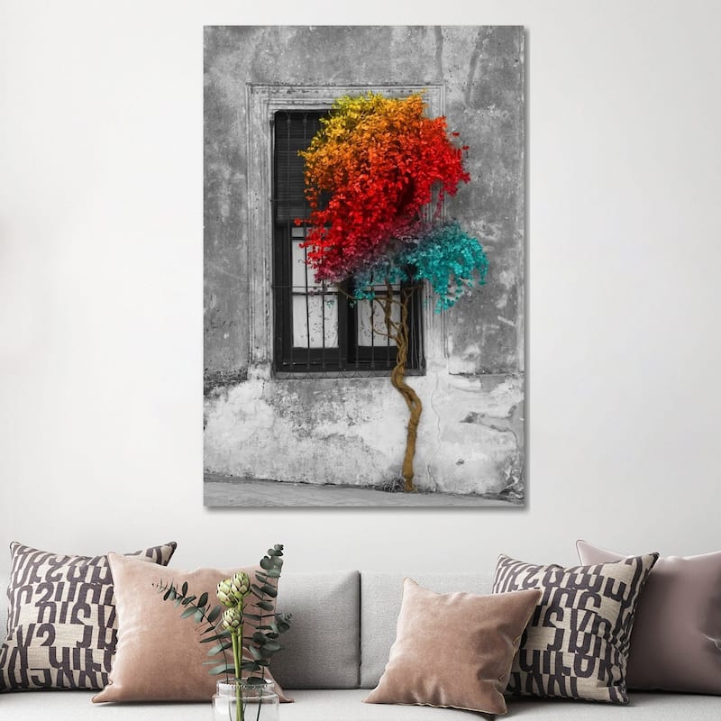 iCanvas "Tree in Front of Window Rainbow Pop Color Pop" by Panoramic Images Canvas Print
