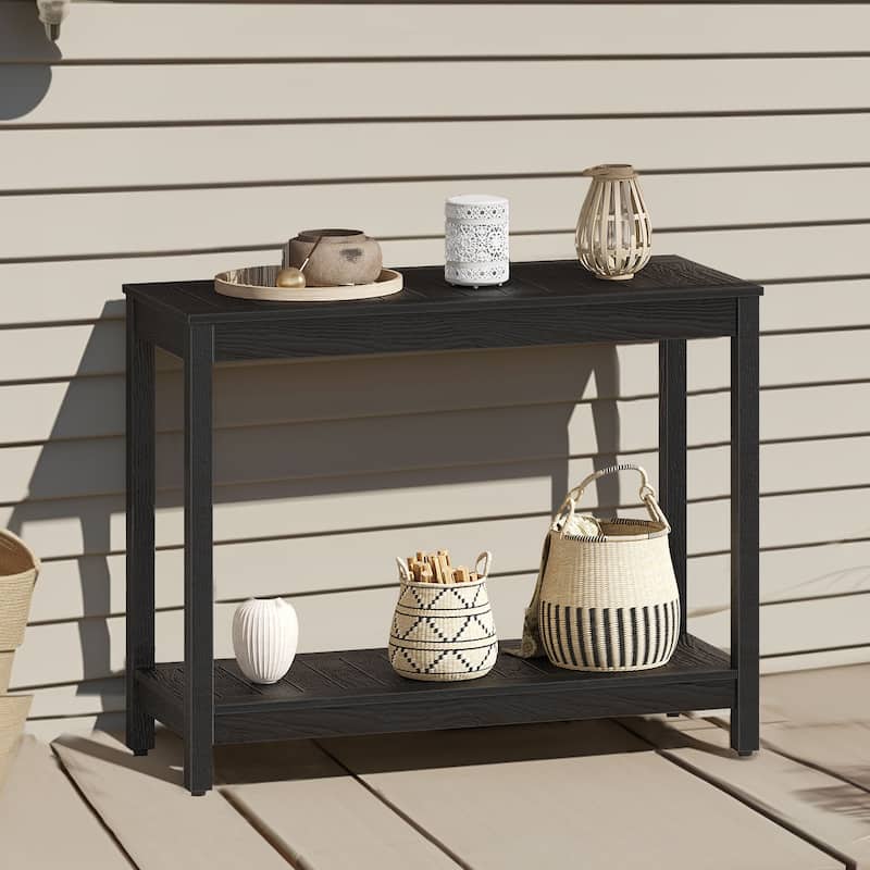 Moasis Outdoor 2-Tier Console Table 38"/48" - Black-38"