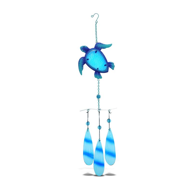 CoTa Global Blue Sea Turtle Hanging Sea Glass Wind Chime - 27.56 Inch