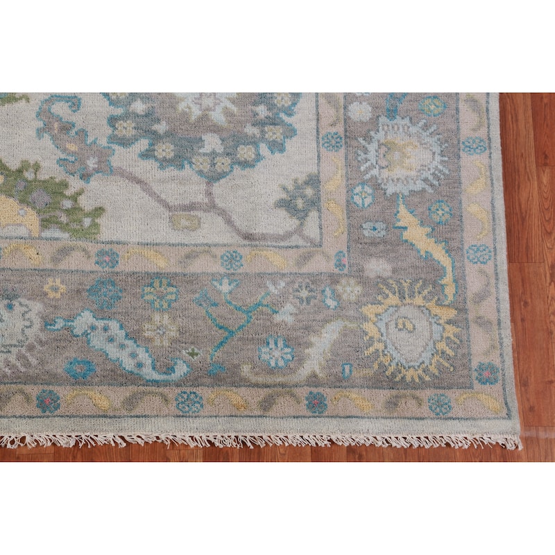 Hand Knotted Oriental 100% Wool Carpet Transitional All-Over Greys & Charcoal Oushak Area Rug - 10' 0'' X 8' 1''