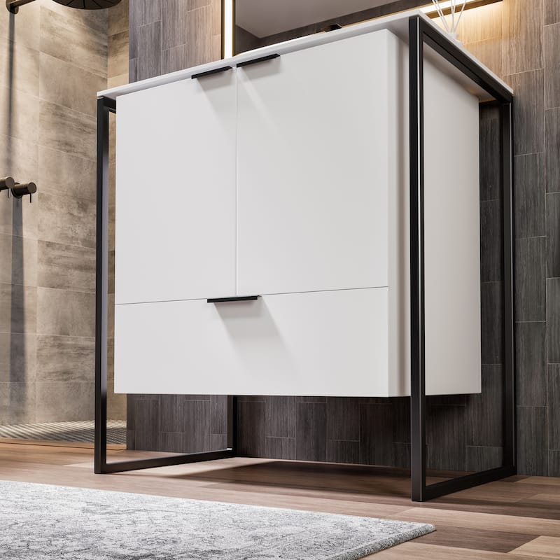Eviva Onyx Wall Mount Bath Vanity with Solid Surface Top