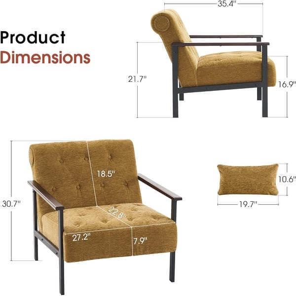 dimension image slide 4 of 5, MCombo set of 2 Modern Accent, Ergonomics Lounge Chair for Living Room, Chenille, HQ417